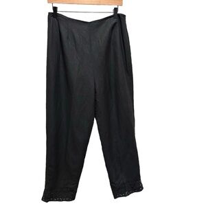 Rosanna Black High Rise Linen Cotton Cropped Pants Size 12